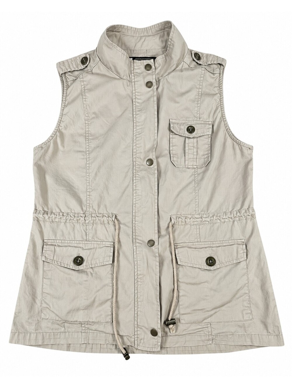 C'ESTTOI Women's Beige Cotton Utility Vest Large